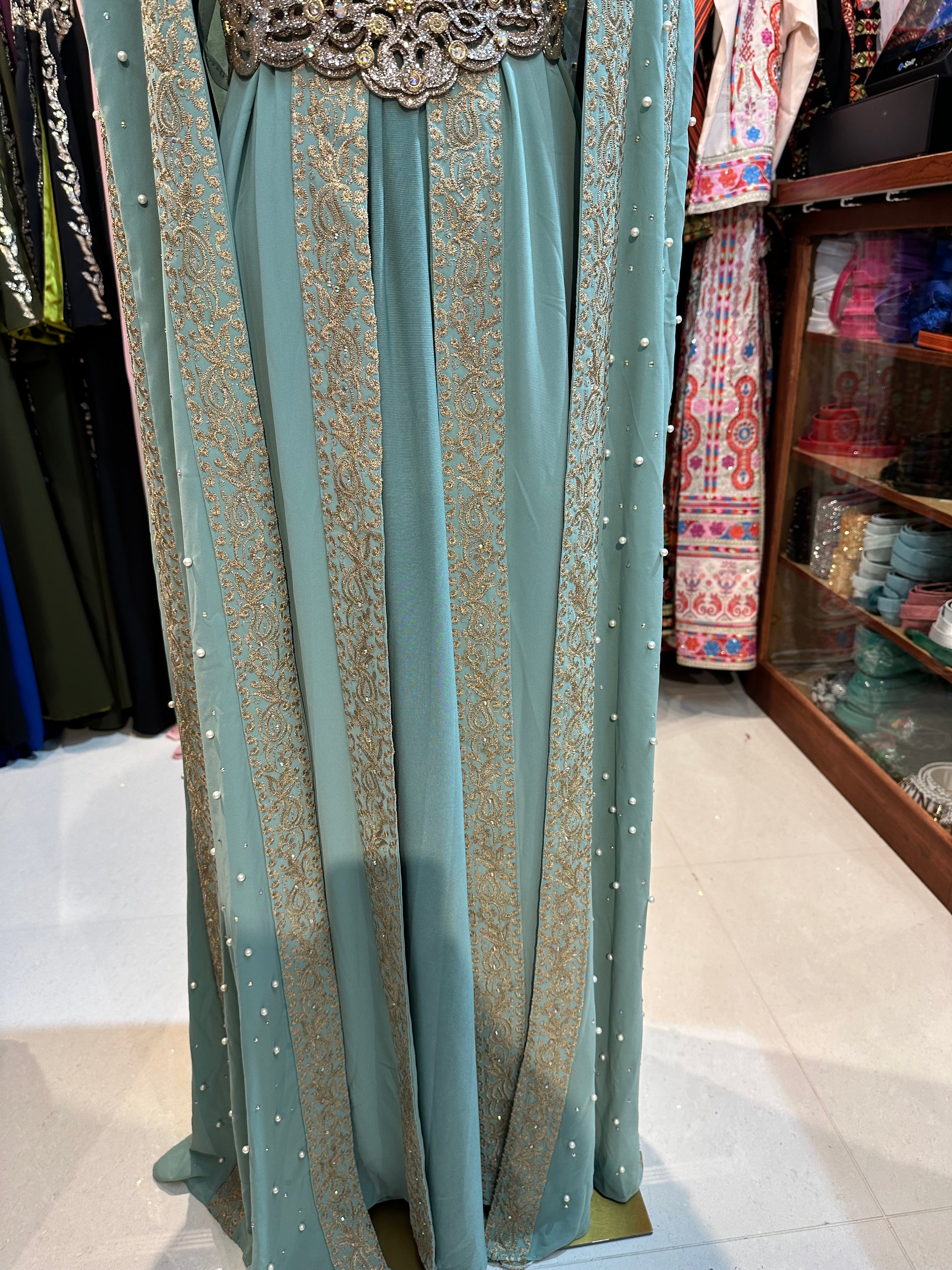 Elegant Teel Kaftan